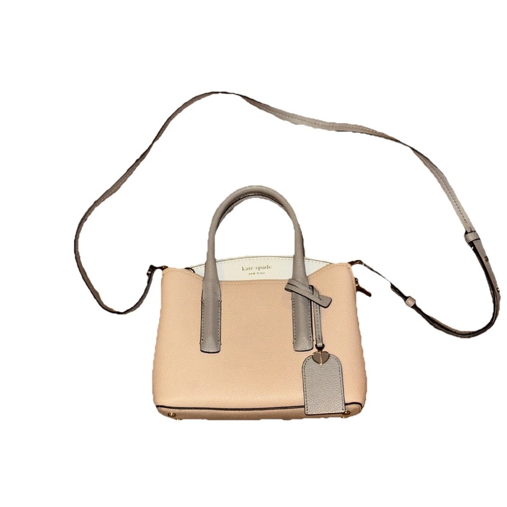 $248 Kate Spade Margaux Mini Leather Satchel Bag Pink/White/Gray
